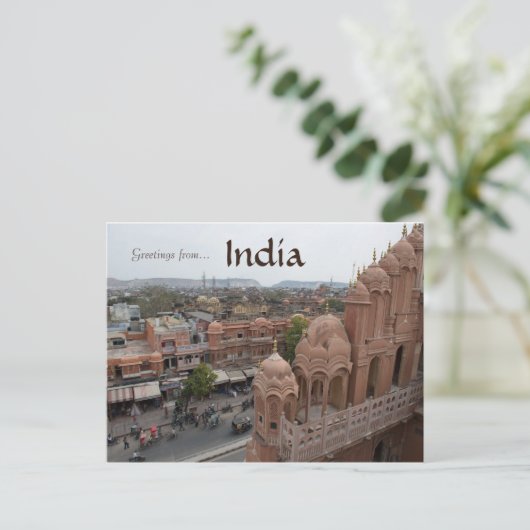 Windpaleis Jaipur India Briefkaart (Staand voorkant)