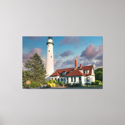 Windpunt Vuurtoren op Lake Michigan Canvas Afdruk (Voorkant)