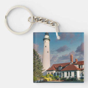 Windpunt Vuurtoren op Lake Michigan Sleutelhanger