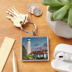Windpunt Vuurtoren op Lake Michigan Sleutelhanger