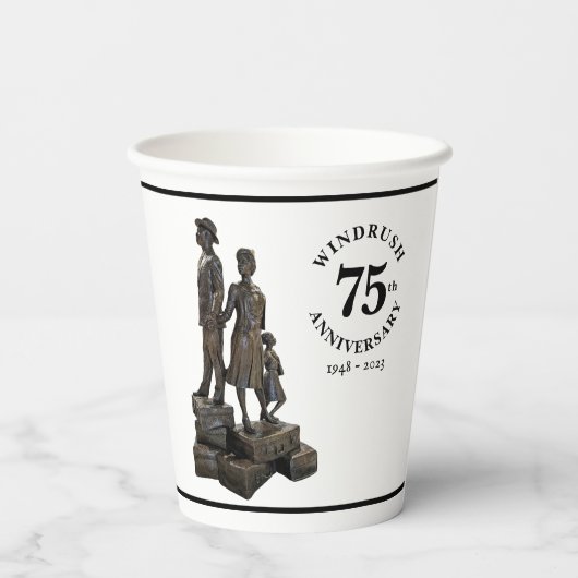 Windrush 75th Jubileum Statue Papieren Bekers (Achterkant)