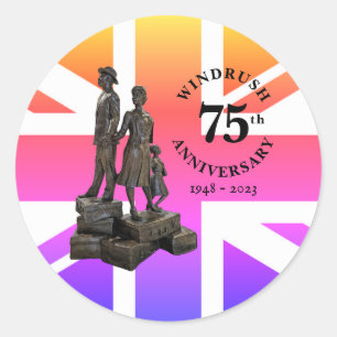 Windrush 75th Jubileum Statue Union Jack Ronde Sticker
