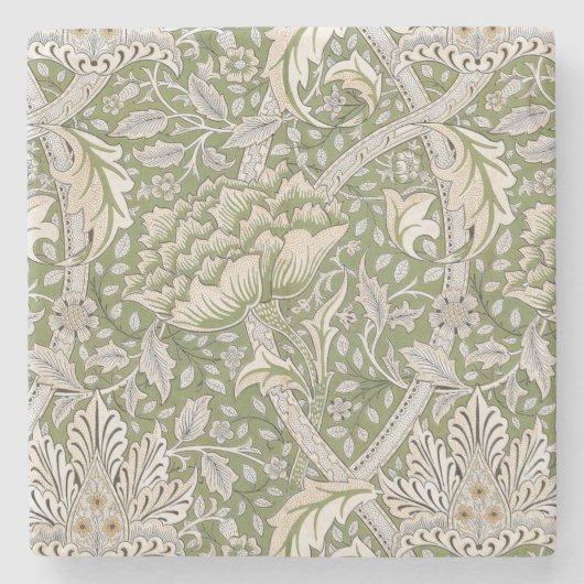 Windrush-patroon (van William Morris) Stenen Onderzetter (Voorkant)