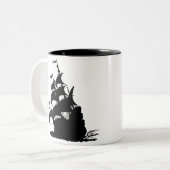 Windschip buigt voor een verse bries tweekleurige koffiemok (Voorkant links)