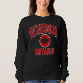 Windsor Canada Maple Leaf Circle Varsity Style Red Trui (Voorkant)