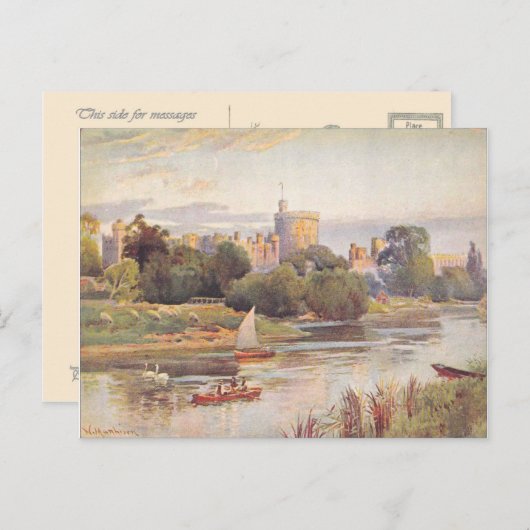 Windsor Castle and River Thames 1910 Briefkaart (Voorkant / Achterkant)
