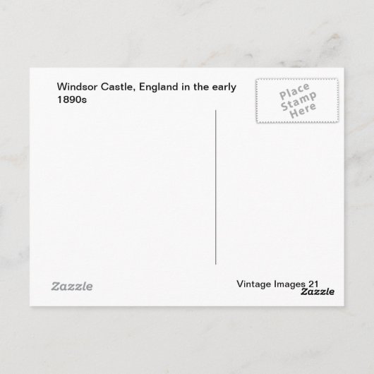 Windsor Castle, Briefkaart van 1891 (Achterkant)