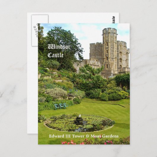 Windsor Castle - Edward III Tower & Moat Garden Briefkaart (Voorkant / Achterkant)