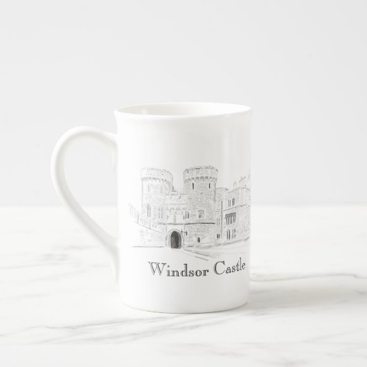Windsor Castle Iconic Landmark Illustration Porselein Kop (Links)