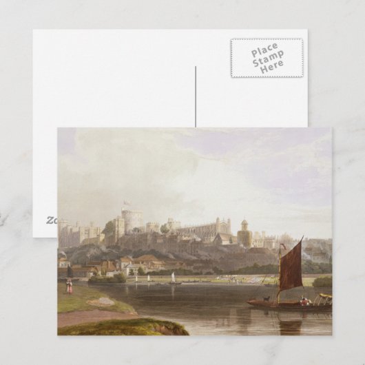 Windsor Castle van de rivier de Meadow op de Theem Briefkaart (Voorkant / Achterkant)