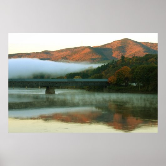 Windsor Cornish Bridge Mount Ascutney Sunrise Poster (Voorkant)