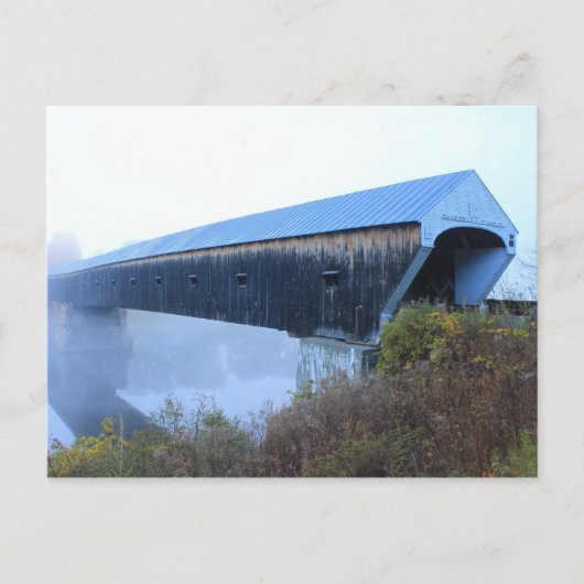 Windsor Cornish Covered Bridge in Fog Briefkaart (Voorkant)