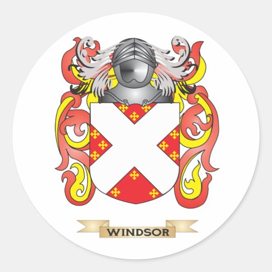 Windsor Family Crest (Wapen) Ronde Sticker (Voorkant)