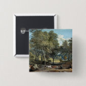 Windsor Forest with Oxen Drawing Timber, 1798 Vierkante Button 5,1 Cm (Voorkant /achterkant)