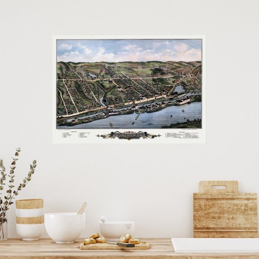 Windsor Locks, CT Panorama - 1877 Poster (Keuken)