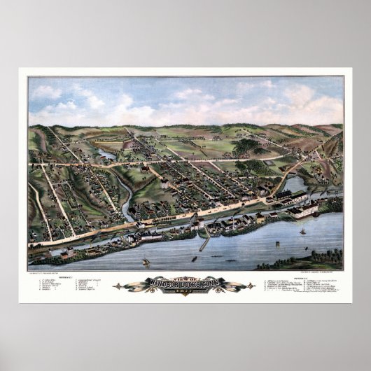 Windsor Locks, CT Panorama - 1877 Poster (Voorkant)