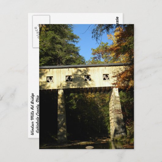 Windsor Mills Rd Covered Bridge Ashtabula County O Briefkaart (Voorkant / Achterkant)