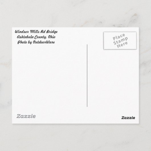 Windsor Mills Rd Covered Bridge Ashtabula County O Briefkaart (Achterkant)