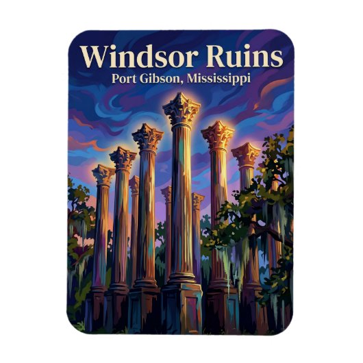 Windsor Ruïnes Mississippi Magneet (Verticaal)