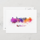 Windsor skyline in waterverf briefkaart (Voorkant / Achterkant)