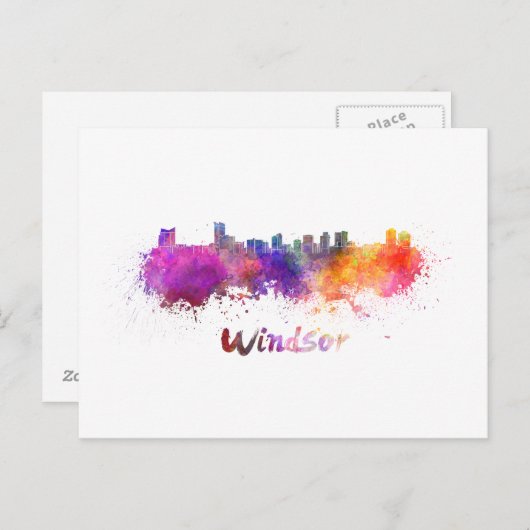 Windsor skyline in waterverf briefkaart (Voorkant / Achterkant)