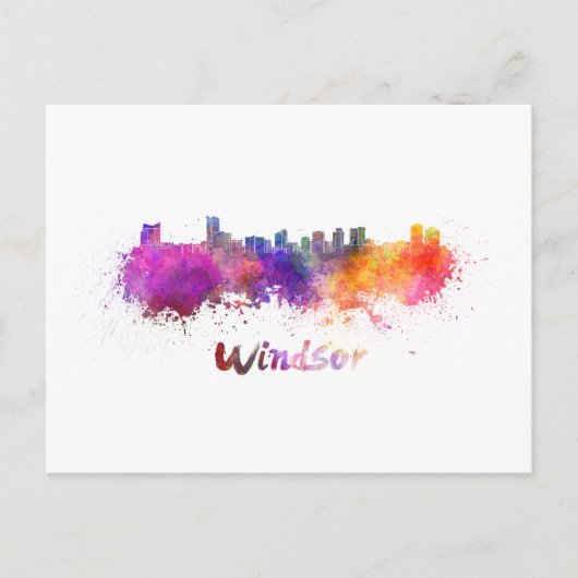 Windsor skyline in waterverf briefkaart (Voorkant)