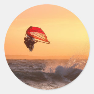 Windsurfen bij Sunset Surfer Ronde Sticker