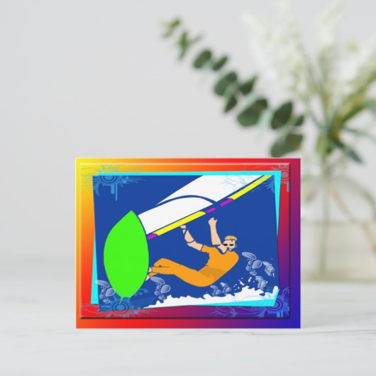 Windsurfen Briefkaart (Staand voorkant)