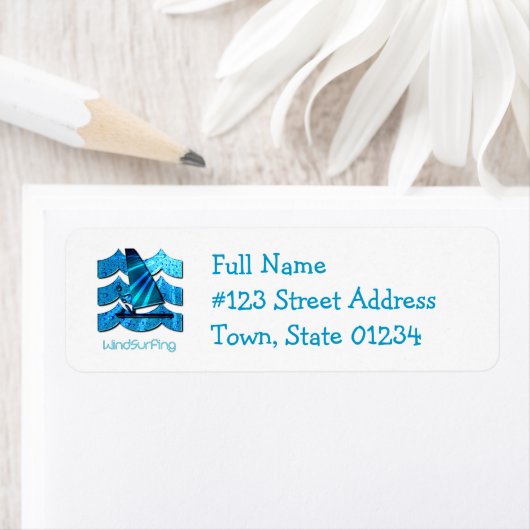 Windsurfen Design Retouradreslabel Etiket (Insitu)