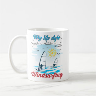 Windsurfen is mijn levensstijl afgegist glazen kof koffiemok