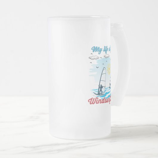 Windsurfen is mijn levensstijl matglas bierpul (Voorkant rechts)