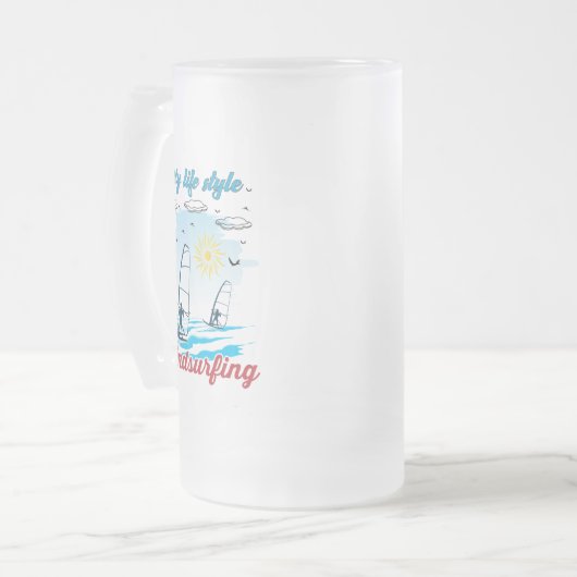 Windsurfen is mijn levensstijl matglas bierpul (Voorkant links)