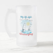 Windsurfen is mijn levensstijl matglas bierpul (Links)