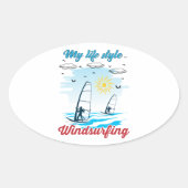 Windsurfen is mijn levensstijl ovale sticker (Voorkant)