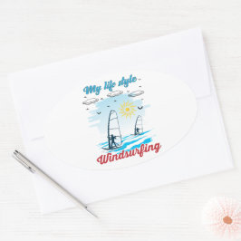 Windsurfen is mijn levensstijl ovale sticker