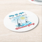 Windsurfen is mijn levensstijl ronde kartonnen onderzetter (Gebogen)