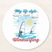 Windsurfen is mijn levensstijl ronde kartonnen onderzetter (Voorkant)