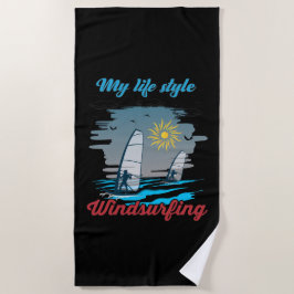 Windsurfen is mijn levensstijl strandlaken