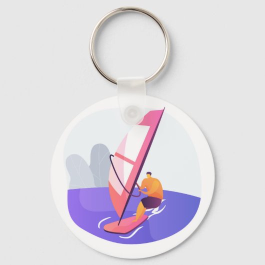 Windsurfen op de voorgrond sleutelhanger (Voorkant)