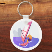 Windsurfen op de voorgrond sleutelhanger (Voorkant)