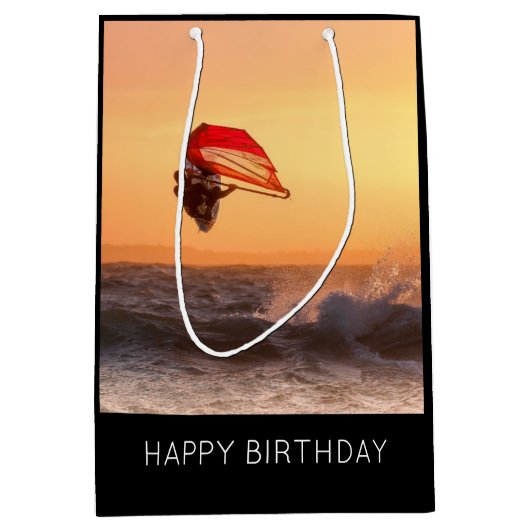 Windsurfen op het zondsurfbord medium cadeauzakje (Voorkant)