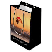 Windsurfen op het zondsurfbord medium cadeauzakje (Voorkant Gekanteld)