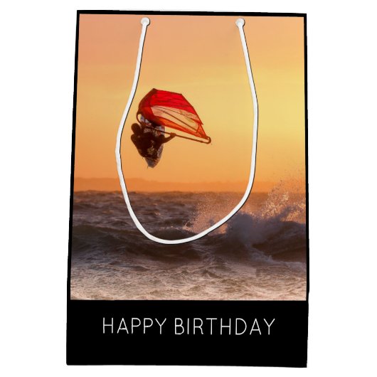 Windsurfen op het zondsurfbord medium cadeauzakje (Achterkant)