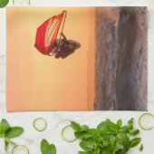 Windsurfen op het zondsurfbord theedoek (Gevouwen)