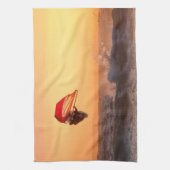 Windsurfen op het zondsurfbord theedoek (Verticaal)