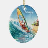 Windsurfen Santa Strand Kerstmis  Keramisch Ornament (Rechts)