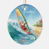 Windsurfen Santa Strand Kerstmis  Keramisch Ornament (Links)