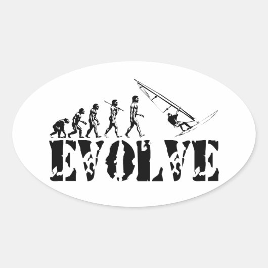 Windsurfen Windsurfen Evolution Sport Art Ovale Sticker (Voorkant)