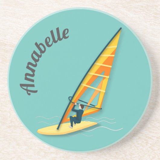Windsurfen Zandsteen Onderzetter (Voorkant)