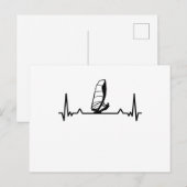 Windsurfende hartslaglijn Funny Gifts Briefkaart (Voorkant / Achterkant)